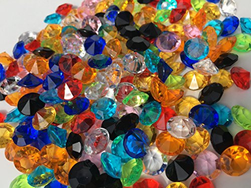 200 Stück 11mm glitzernde bunte Deko Diamanten Brillianten Strasssteine Acrylsteine transparent klar kristall basteln Gltzersteine Schmucksteine Strass Steine zum Verzieren Dekorieren von CRYSTAL KING - 2