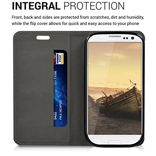 kwmobile Funda para Samsung Galaxy S3   S3 Neo - Carcasa de  Tela  y  Cuero sint  tico  - Case con  Soporte  en  Arena marr  n 