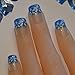 Bling Art False Nails French Manicure Blue Flower Tips 24 Full Cover Medium UK