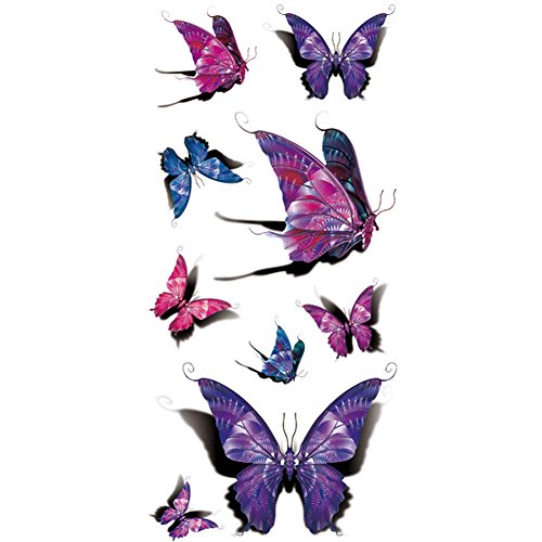 TAFLY 5Sheets Sexy Colorful Butterfly Waterproof Temporary Tattoo Sticker Water Transfer