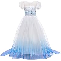 IWEMEK Mädchen Eiskönigin 2 Kostüm ELSA Kleid Schneekönigin Prinzessinkleid Schneeflocke TüllKleid Weihnachten Karneval…