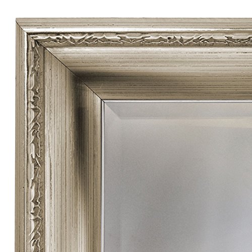 Zeitloser Wandspiegel Barspiegel Frisierspiegel Flurspiegel Garderobenspiegel Facettenspiegel Spiegel mit Facettenschliff + Verzierungen 101x51cm – Silbergold - 3