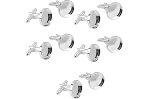 Almencla 10pcs 16 Mm Gemelos en Blanco Configuración Base Pad Gemelos DIY Gemelos Plata