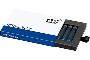 Montblanc Wkłady atramentowe Royal Blue 105193 – zmywalny atrament do pióra wiecznego błękit królewski – 1 pudełko po 8 wkładów wiecznych
