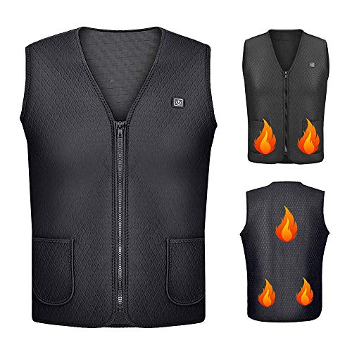 Imixcity 2019 Aggiornamento Gilet Riscaldato Leggero Unisex, Donna Riscaldamento USB Gilet Sportivo Giubbotto Caldo per Lo Sci di Ciclismo Itinerante (EU XL=Tag 3XL, Unisex)