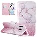 Produktbild Huawei P Smart+ Leder Handy Hülle, Honghushop PU Leder Hülle für Huawei P Smart Plus Brieftasche Klapphülle Flip Case Rosa Weiß Marmor Design Ledertasche Schutzhülle Stand Folio Hülle Etui Scratch Magnetverschluss Fächern Karten Handyhülle für Huawei P Smart+ / Nova 3i