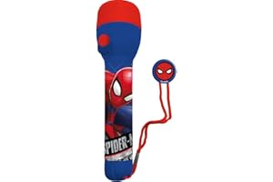HOVUK Spiderman Lampe de poche LED pour enfants, 16 cm, lampe de voyage légère, lumière d'été pour la lecture, le camping et les situations d'urgence – Cadeau pour garçons de 3 ans et plus, bleu