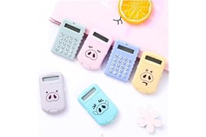 Froiny Mini Calculatrice De Poche Taille Cartoon Bouton Ultra-Mince Batterie Calculatrice Creative Portable pour L'école des Élèves (Style Aléatoire)