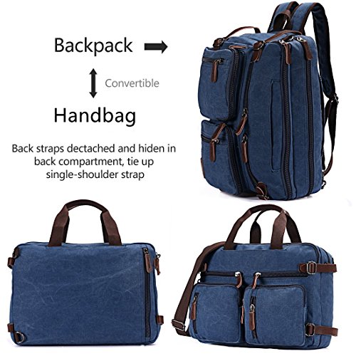 BAOSHA HB-22 Vintage Leinwand Herren Aktenkoffer Rucks  cke Arbeitstasche Umh  ngetasche Laptoptasche bis zu 14 Zoll  Blau 