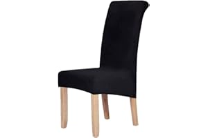 ‎HOMAXY Homaxy Velvet Stuhlhussen 4er Set, Stretch Esszimmerstuhl Hussen, Spandex Plüsch Stuhlbezug Großes Esszimmer Stuhl Protector (Schwarz)