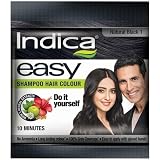 Indica Easy 10 Minutes Hair Color Shampoo Natural Black Colour 18ml - Pack 12