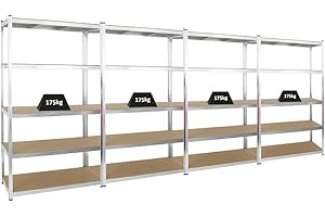 PROREGAL Mega Deal 4X étagère Robuste Giant Ragnar | HxLxP 200x120x50cm | Charge du Compartiment 175kg | Galvanisé | Étagère de Garage, étagère de Cave