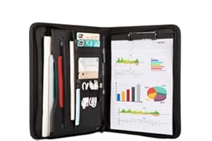 Leathario Porte Documents, Dossier De Conférencier A4 En Cuir, Portfolio A4 Pour Bureau Porte Document,Organiseur de Conférence Agenda D'affaire En PU Pour Directeur