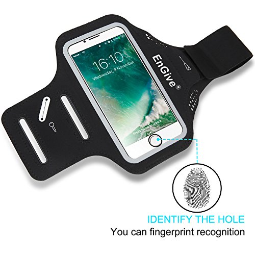 EnGive iPhone 7Â Plus Armband Waterproof Case for Mobile PhoneÂ â€“Â Identify Hole, Fitness, Adjustable Sports Gym Running Armband Case Holder with Key Ring for iPhone 7Â Plus Case/Cover suitable for Running, Gym, Jogging, Hiking, Riding, Gardening, Cycling UWS