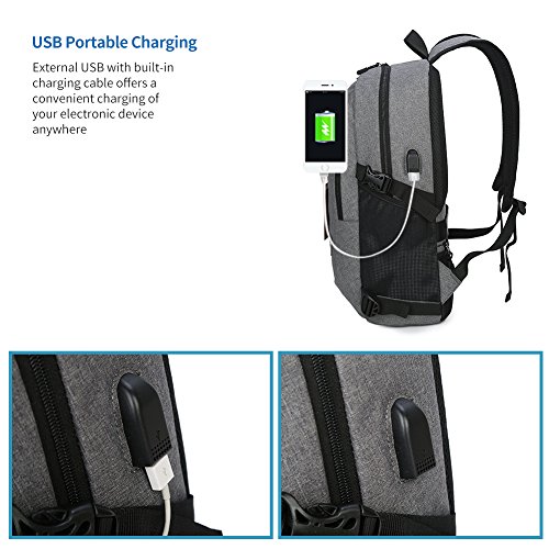 Laptop Rucksack mit USB Ladeanschluss   Fresion Oxford College Schulrucksack Jungen M  dchen Teenager Gro   Schultasche f  r 15 zoll Notebook Lenovo  