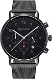 Gigandet Herrenuhr Minimalism Dualzeit-Uhr Analog mit Milanaise Edelstahlarmband G21-007