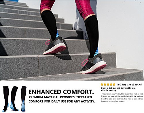 Kompressionssocken 1 Paar-Kompressionsstrümpfe & Stützstrümpfe Steigerung der Leistung, Schnelle Erholung, Bessere Blutzirkulation für alle Sportarten,Laufen,Joggen,Flug und Medizinische Zwecke – Männer & Frauen - 4