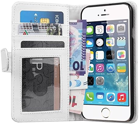iphone 6 Case Wallet, Cloudseller® Premium PU Leather Wallet [4.7 inch] **Premium** Protective Flip Folio PU Leather Wallet Bumper Case Phone Holder with Foldable Kickstand Stand for Apple iPhone 6 &amp; iphone 6s (iphone 6 Wallet, White)
