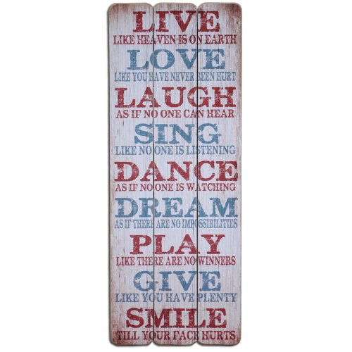 LANDHAUS HOLZSCHILD 80x30cm ANTIK LIVE LOVE VINTAGE SHABBY CHIC COLLAGE DEKO HOLZ SCHILD
