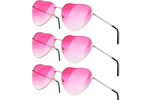 Aurasky 3 Paar Herz Party Brillen, Retro Party Sonnenbrille, Party Brille Rosa, Lustige Partybrillen, Hippie Herzförmige Brille für Fasching Halloween Foto Requisiten Geburtstagsfeier