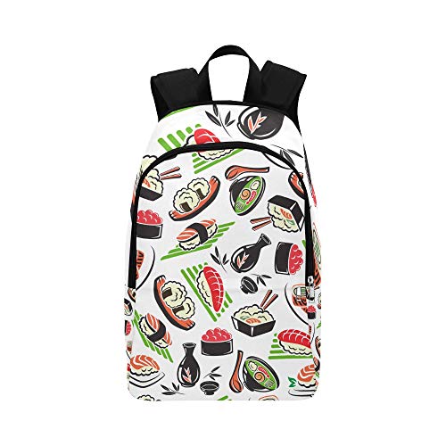 Preisvergleich Produktbild Japanische Meeresfrüchte-Küche mit Sushi Casual Daypack Reisetasche College School Rucksack für Herren und Frauen