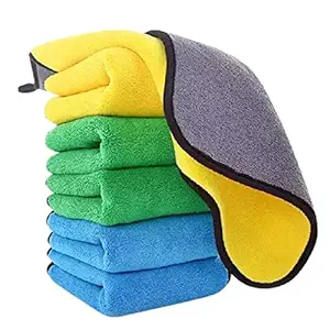 Autokaar 800 GSM Microfiber Towel for Car Cleaning and Detailing - Dual Sided, Extra Thick Plush Microfiber Cloth - 40cm x 40cm, 6 Pc