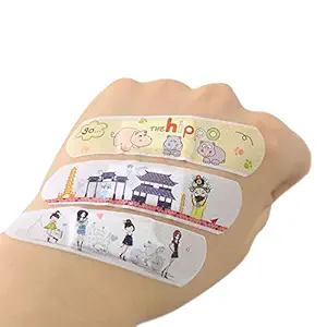 Rasdion Self Adhesive Printed Bandage Printed bandaid Self Adhesive Bandage Wrap Fabric Finger Bandages Non-Toxic First Aid for Kids, Children, Boys, Girls (40 Pcs)