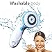 DBPOWER 6 in 1 Waterproof Electric Facial & Body Cleansing Brush with 2 Speed Settings for Skin Care, Include Detachable Handle & 5 Brush Heads and Cute Cosmetic Bag (blue)
