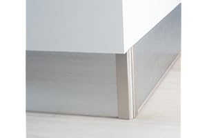 AZERODESIGN-Zocalo Cocina- Rodapie PVC -Rodapie Aluminio Cepillado- Disponible en Varios Colores y Medidas-Incluye Goma Transparente Inferior -Rodapie Cocina (ALUMINIO, 95MM X 1.20)