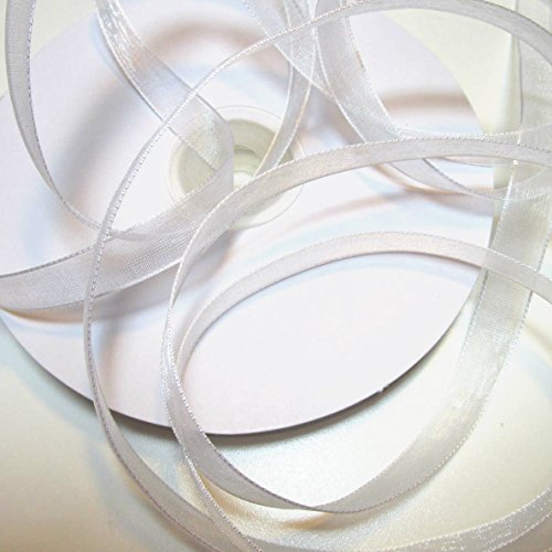 50 m Organza -Schleifenband in 6 mm Breite mit Webkante (Weiß)