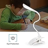 MUMENG® Dimmbar und Faltbar Schreibtischlampe mit Clip 1.5W Augenschutz, 120lm, Tageslichtweiß,3 Helligkeitsstufen, Faltbare LED Tischleuchte Leselampe - 3