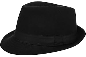 haozaikeji Elegant Fedora Trilby Hat Men Classic Stylish Panama Fedora Hats Vintage Short Brim Jazz Cap Gentleman's Winter Bowler Hat Gift for Dad 55-57CM