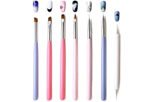 YOOTOM 7PCS Pennelli per Unghie Pennello gel unghie, UV GEL Nail Art Brushes DIY Set per nail Dotting,Painting, Drawing, Blooming, UV GEL Design Builder