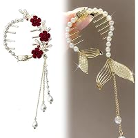 2 Stück Romantische Haarspangen Mit Rose & Perlen – Vintage-Look Für Hohen Pferdeschwanz, Braut & Festliche Anlässe