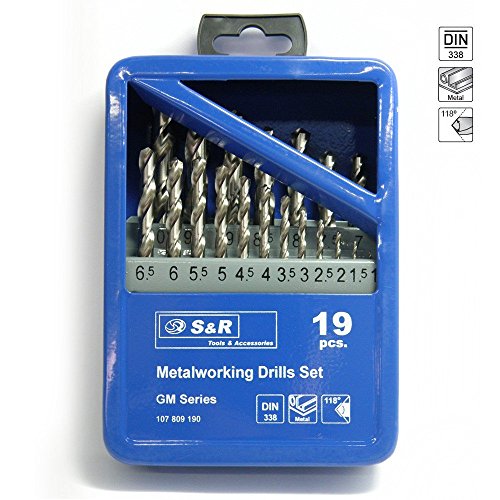 S&R Metallbohrer Set 1-10mm 118°,19 Stk,GM-Serie DIN 338,geschliffen, HSS-Stahl, Metallbox,Profi-Qualität - 2