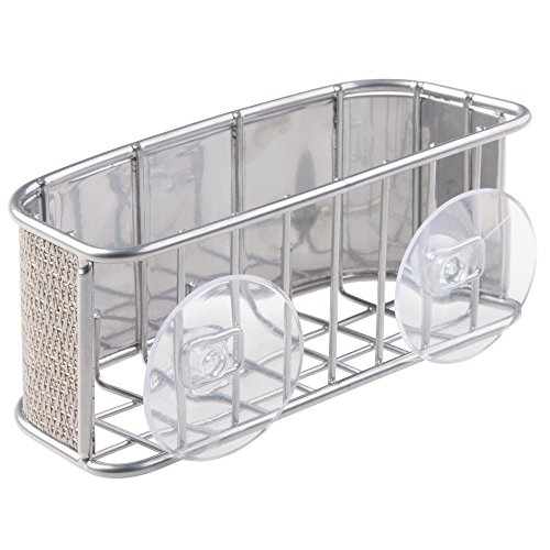 InterDesign Twillo Spülschwammhalter | Ablagekorb für Schwamm, Tropfkratzer etc. | Küchenutensilien Aufbewahrung mit Saugnäpfen | Metall silber - 5