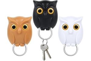 SXCCNW Owl Key Holder, 3 PCS Night Owl Key Holder, Owl Key Holder for Wall, Owl Key Holder Cute Night, Owl Key Holder for Wall Owl Key Hooks with Auto Open Close Eye for Wall Hanging Keys & Decoration