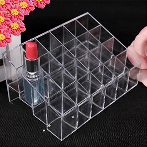 cdet Lippenstift Halter, transparent Kunststoff Trapez 24 Raster Display Ständer Kosmetik Organizer Fall - 5