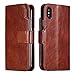 Produktbild iPhone X Hülle, Leder Tasche Handyhülle Flip Wallet Schutzhülle für Apple iPhone X mit Ständer und Kartenfächer/Magnetverschluss (5)