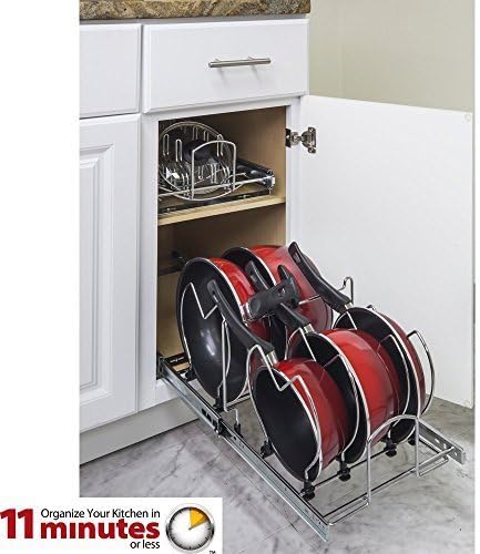 Box of 2 (Two) - Pullout Cookware Pots and Pans Organizer + Pots and Pans Pullout Lid Organizer by Cabinet Organizers