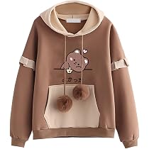 Sweat Capuche Fille Kuiaobaty - Imprimé Kawaii Loups - Coupe Ample