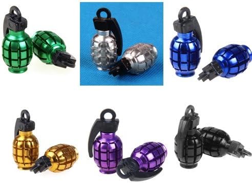 jileSM 12Pcs Grenade Shaped Tyre Valve Metal Dust Cap for Car Bike