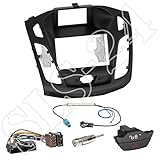  Einbauset: Autoradio Doppel 2-DIN Radioblende Radio Blende Halterung schwarz + ISO Radioanschlusskabel Adapter + Ersatzwarnblinkschalter + Fakra Antennenadapter für Ford Focus (DYB) 04/2011-11/2014