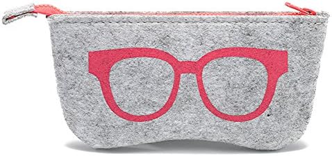 Eyeglasses Pouches Case Zipper Felt Portable Sunglasses Protector Bag with Lightweight and Multi-Colored,Black,Pink,Blue,Red,Yellow