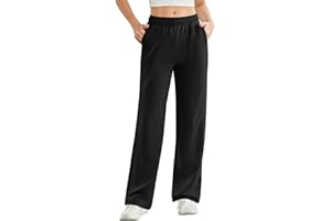 PINSPARK Jogginghose Damen Sporthose Weites Bein Trainingshose High Waist Lang Baggy Freizeithose mit Elastischem Bund Atmungsaktiv Yoga Fitness Sweatpants