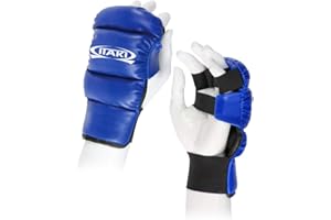 Itaki Guanti Paranocche, Ecopelle, per Ju Jitsu, Karate, Arti Marziali, Colori: Blu o Rosso