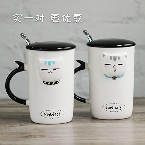 xing xiao Coffee Mugs Couple Cups A Pair Of 3D Coffee Cup Mug/Trend Korean Version Mug With Cover Cute Coffee Mug/Breakfast Milk Cup/Office Mug/Mug/, Male B Female D