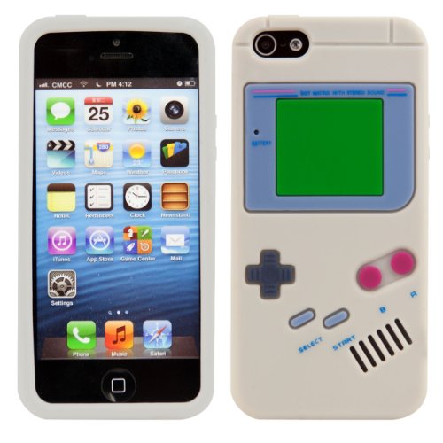 kwmobile Funda para Apple iPhone SE   5   5S - Carcasa Protectora de  Silicona  y dise  o Game Boy - Cover  Trasero  de m  vil