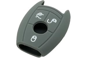 BROVACS Silicone Cover Protector Case Holder Skin Jacket Compatible with MERCEDES BENZ Smart Remote Key Fob 3 4 Button CV9950 Grey