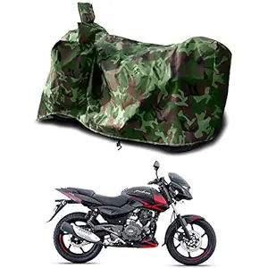 VVM Bike Body Cover for Bajaj-Pulsar-150 UV Protection Dustproof & Water Resistant (Green Multijungle)